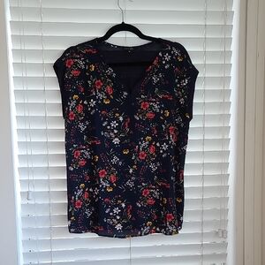 Paper Moon Red and Blue Cap Sleeve Blouse